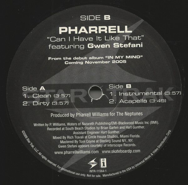 Pharrell* Featuring Gwen Stefani : Can I Have It Like That (12", Promo)