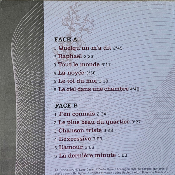 Carla Bruni : Quelqu'Un M'A Dit (LP, Album, Ltd, RE, Tra)