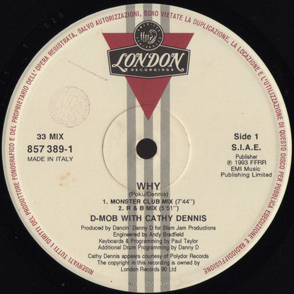 D-Mob* With Cathy Dennis : Why (12")