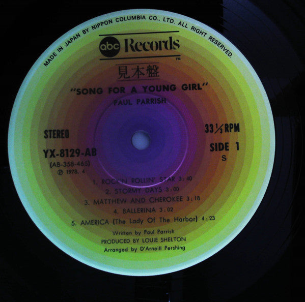 Paul Parrish : Song For A Young Girl (LP, Album, Promo)