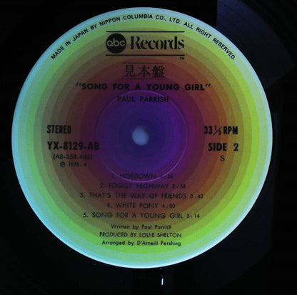 Paul Parrish : Song For A Young Girl (LP, Album, Promo)