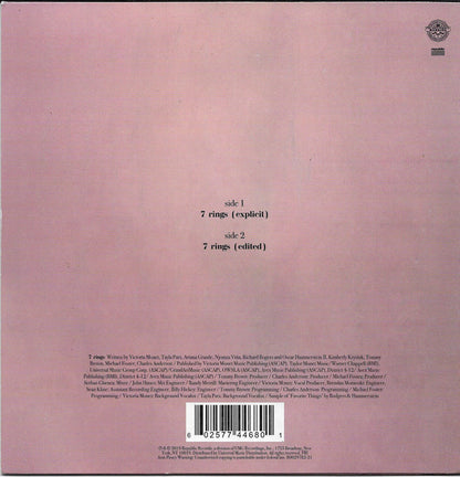 Ariana Grande : 7 Rings (7", Single, Ltd, Cle)