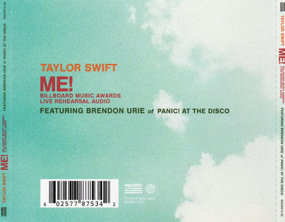 Taylor Swift Featuring Brendon Urie : Me! (Billboard Music Awards Live Rehearsal Audio) (CD, Single, Ltd)