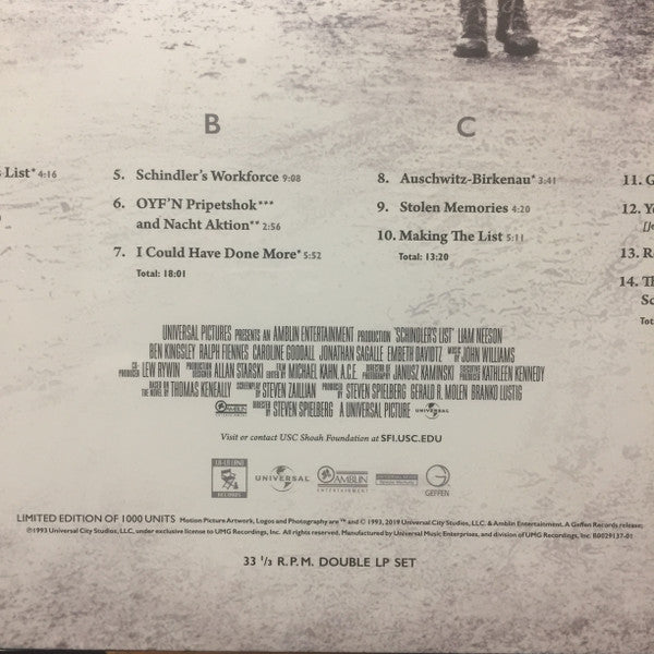 John Williams (4) : Schindler's List (25th Anniversary Edition Soundtrack) (2xLP, Ltd, RM)