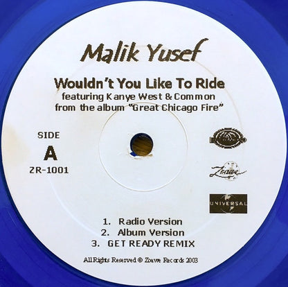 Malik Yusef : Wouldn't You Like To Ride (12", blu)
