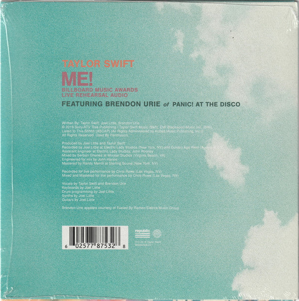 Taylor Swift Featuring Brendon Urie : Me! (Billboard Music Awards Live Rehearsal Audio) (7", Single, Ltd)