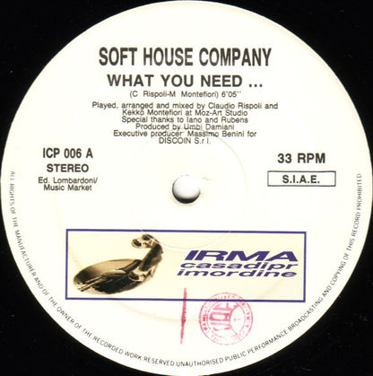 Soft House Company : What You Need... (12", Whi)
