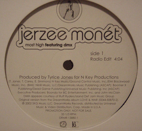 Jerzee Monét Featuring DMX : Most High (12", Promo)