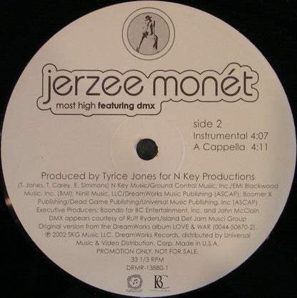 Jerzee Monét Featuring DMX : Most High (12", Promo)