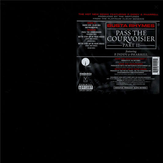 Busta Rhymes Featuring P. Diddy & Pharrell* : Pass The Courvoisier Part II (12", Single)