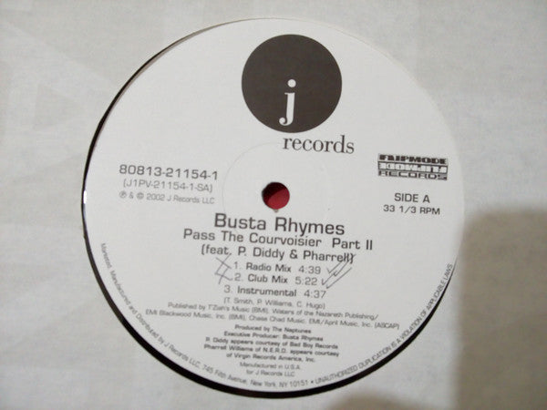 Busta Rhymes Featuring P. Diddy & Pharrell* : Pass The Courvoisier Part II (12", Single)