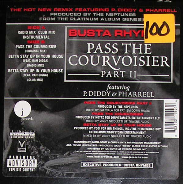 Busta Rhymes Featuring P. Diddy & Pharrell* : Pass The Courvoisier Part II (12", Single)