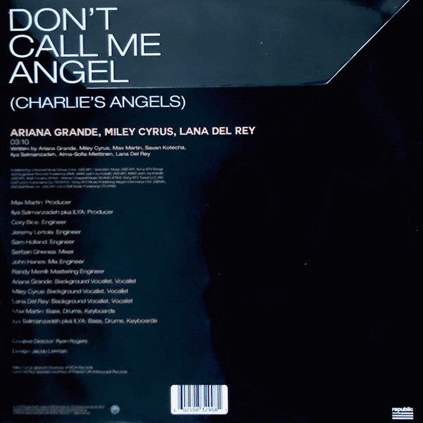 Ariana Grande, Miley Cyrus, Lana Del Rey : Don't Call Me Angel (Charlie's Angels) (12", Single, Ltd, Pic)