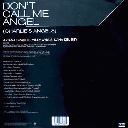 Ariana Grande, Miley Cyrus, Lana Del Rey : Don't Call Me Angel (Charlie's Angels) (12", Single, Ltd, Pic)