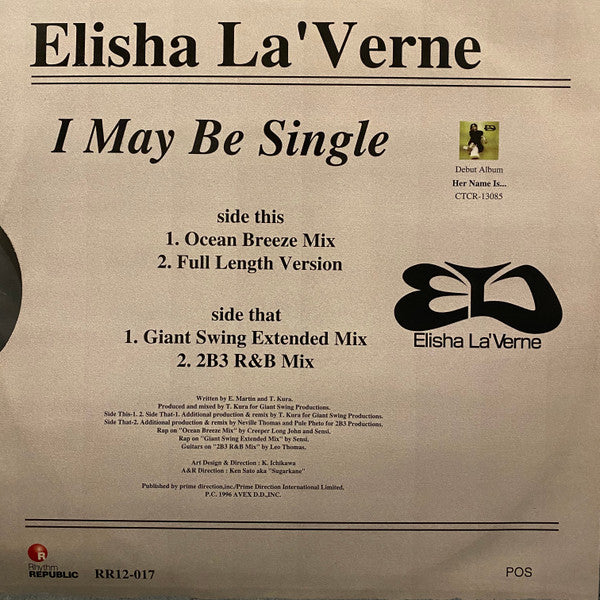 Elisha La'Verne : I May Be Single (12")