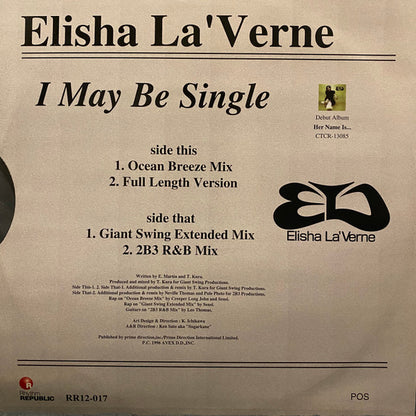 Elisha La'Verne : I May Be Single (12")
