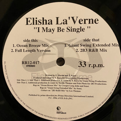Elisha La'Verne : I May Be Single (12")