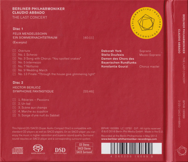 Berliner Philharmoniker, Claudio Abbado : The Last Concert (SACD, Hybrid, Multichannel)