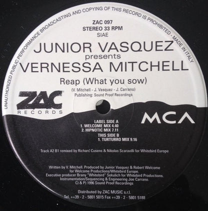 Junior Vasquez Presents Vernessa Mitchell : Reap (What You Sow) (2x12")