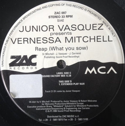 Junior Vasquez Presents Vernessa Mitchell : Reap (What You Sow) (2x12")