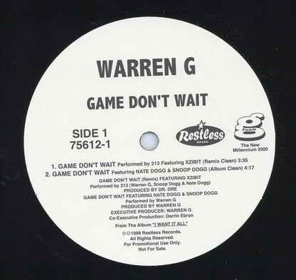 Warren G : Game Don't Wait Remix (12", Promo)