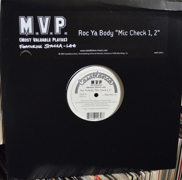 M.V.P. Featuring Stagga Lee : Roc Ya Body "Mic Check 1, 2" (12")