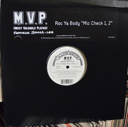 M.V.P. Featuring Stagga Lee : Roc Ya Body "Mic Check 1, 2" (12")