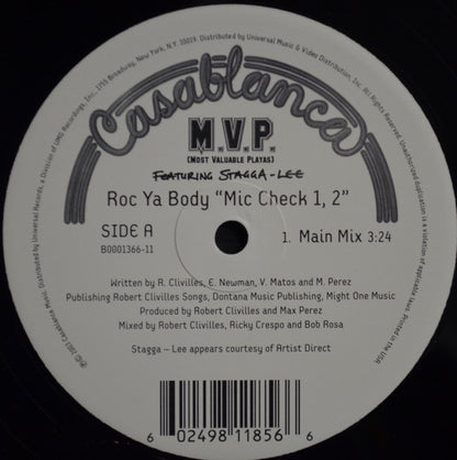 M.V.P. Featuring Stagga Lee : Roc Ya Body "Mic Check 1, 2" (12")