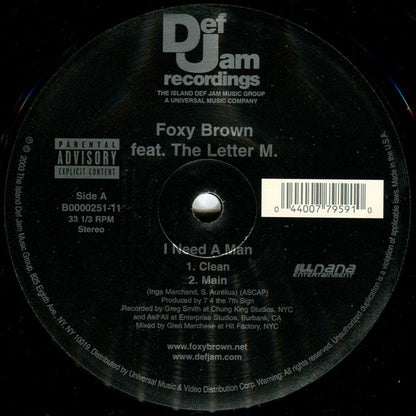 Foxy Brown Feat. The Letter M. : I Need A Man (12")