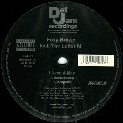 Foxy Brown Feat. The Letter M. : I Need A Man (12")