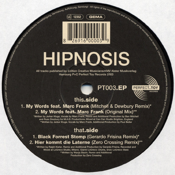 Hipnosis (2) : Hipnosis EP (12", EP)
