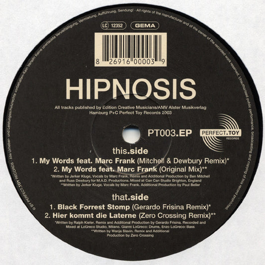 Hipnosis (2) : Hipnosis EP (12", EP)