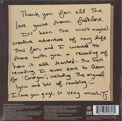 Taylor Swift : Cardigan (+ Songwriting Voice Memo) (7", Single, Ltd, Gol)