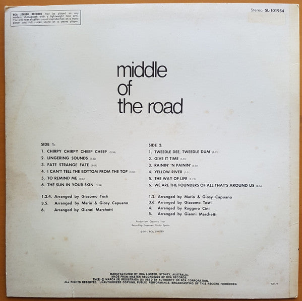 Middle Of The Road : Middle Of The Road (LP)
