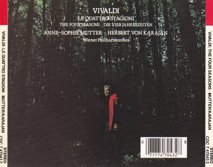 Vivaldi* - Anne-Sophie Mutter, Herbert Von Karajan, Wiener Philharmoniker : Le Quattro Stagioni = The Four Seasons = Die Vier Jahreszeiten (CD, Album, RE)
