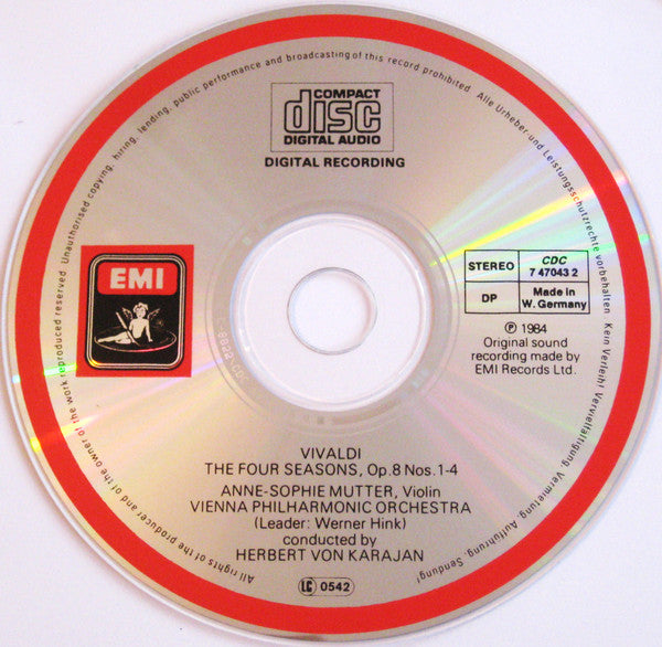 Vivaldi* - Anne-Sophie Mutter, Herbert Von Karajan, Wiener Philharmoniker : Le Quattro Stagioni = The Four Seasons = Die Vier Jahreszeiten (CD, Album, RE)
