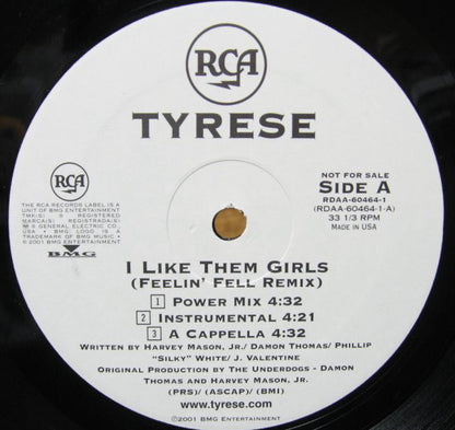 Tyrese : I Like Them Girls (Feelin' Fell Remix) (12", Promo)