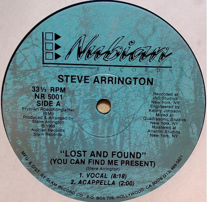 Steve Arrington : Lost And Found (You Can Find Me Present) (12")