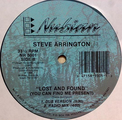 Steve Arrington : Lost And Found (You Can Find Me Present) (12")