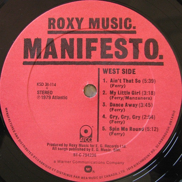 Roxy Music : Manifesto (LP, Album)