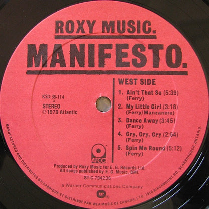 Roxy Music : Manifesto (LP, Album)