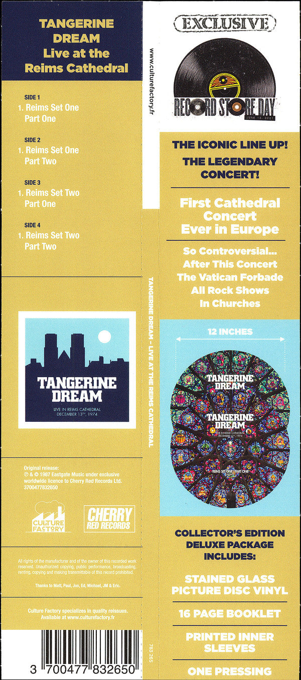 Tangerine Dream : Live In Reims Cathedral December 13th, 1974 (2xLP, RSD, Ltd, Pic)