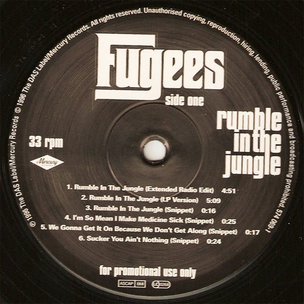 Fugees Featuring A Tribe Called Quest, Busta Rhymes And John Forté : Rumble In The Jungle (12", Promo, Bla)