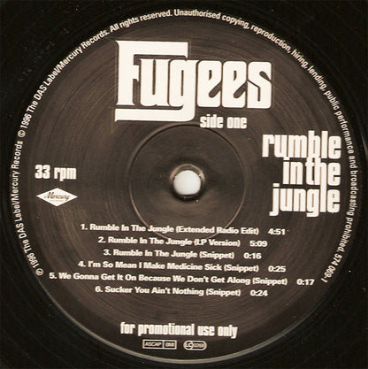 Fugees Featuring A Tribe Called Quest, Busta Rhymes And John Forté : Rumble In The Jungle (12", Promo, Bla)