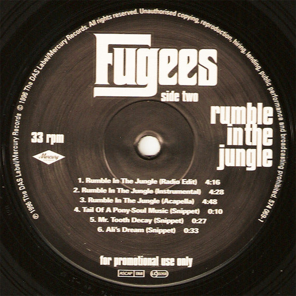 Fugees Featuring A Tribe Called Quest, Busta Rhymes And John Forté : Rumble In The Jungle (12", Promo, Bla)