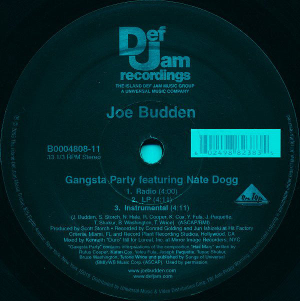 Joe Budden : Gangsta Party (12")