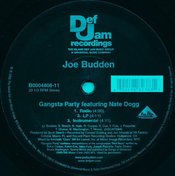 Joe Budden : Gangsta Party (12")