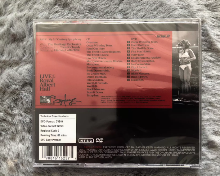 RAYE – My 21st Century Symphony (Live At The Royal Albert Hall) CD+DVD Sealed
