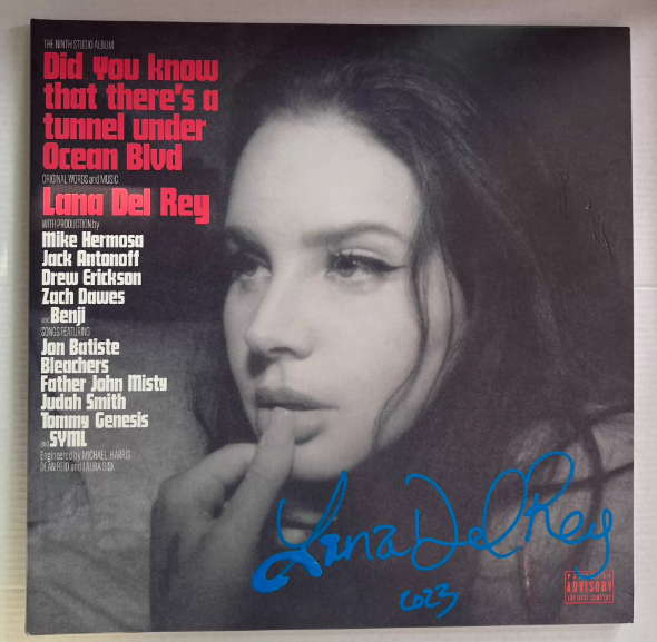 Lana Del Rey – Did You Know That There's A Tunnel Under Ocean Blvd signed red vinyl LP.