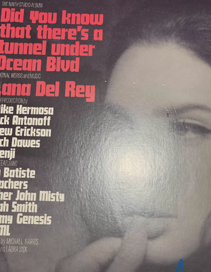 Lana Del Rey – Did You Know That There's A Tunnel Under Ocean Blvd signed red vinyl LP.